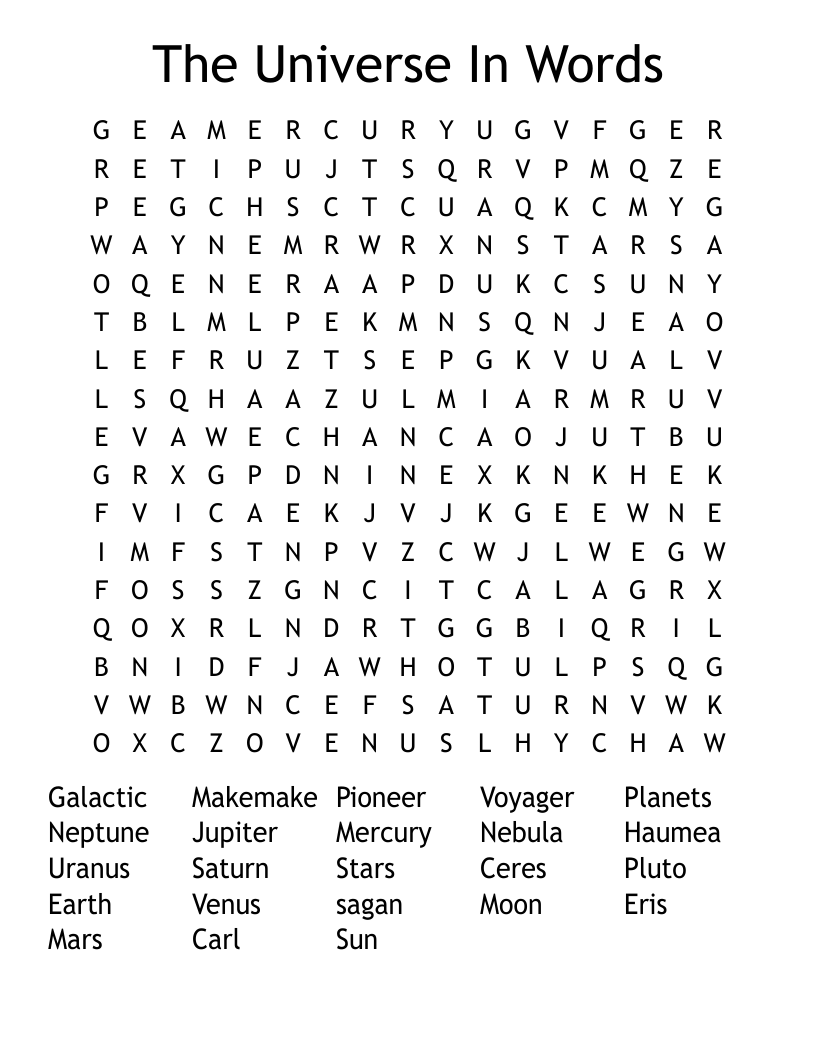 The Universe In Words Word Search