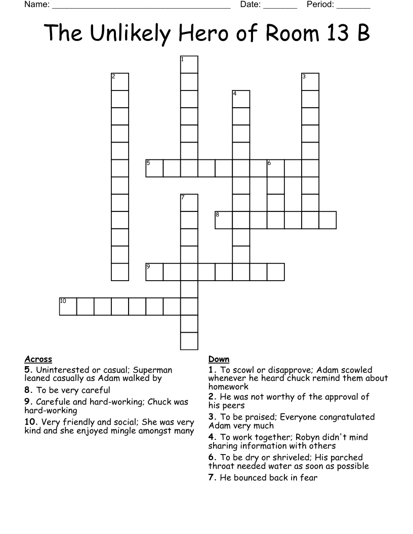 The Unlikely Hero of Room 13 B Crossword
