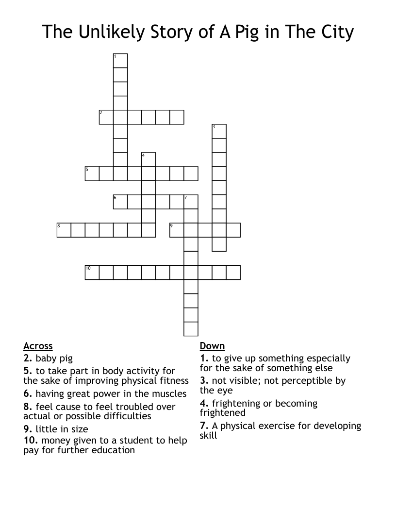 The Unlikely Story of A Pig in The City Crossword
