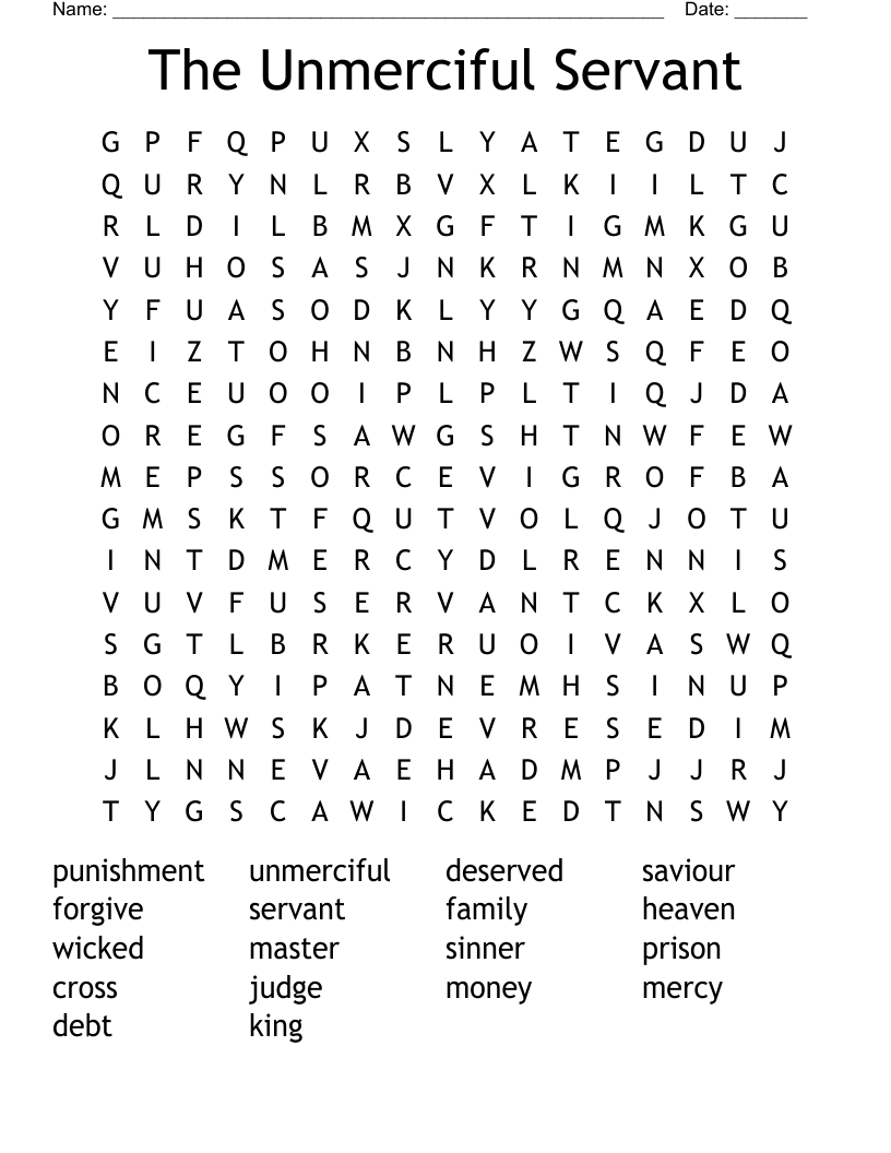 The Unmerciful Servant Word Search