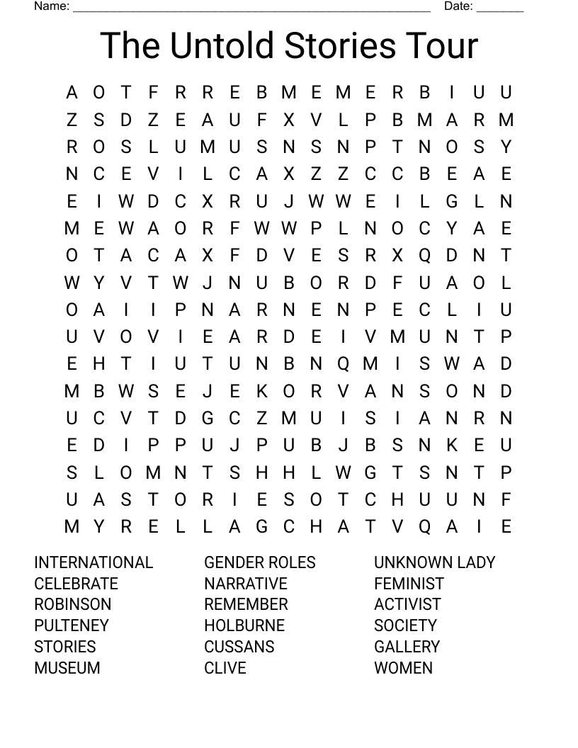 The Untold Stories Tour Word Search