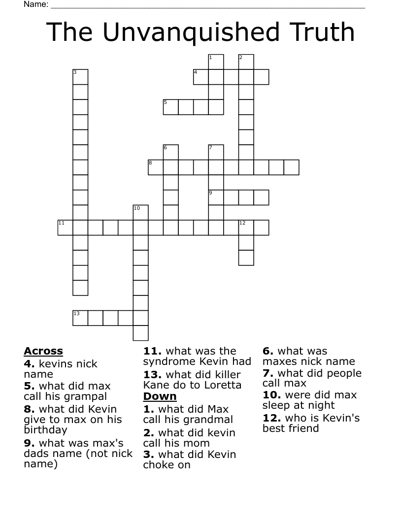 The Unvanquished Truth Crossword