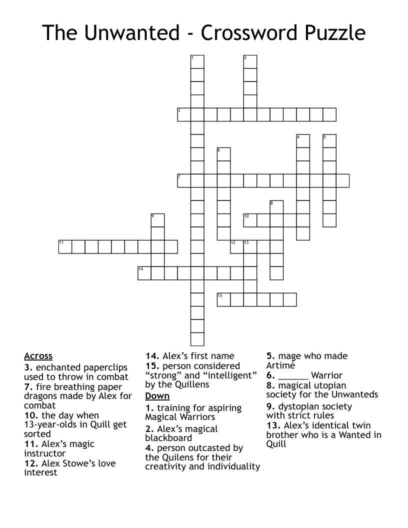 The Unwanted - Crossword Puzzle