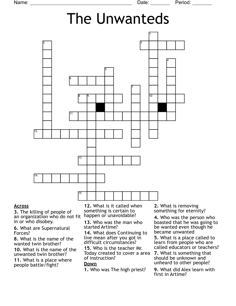 The Unwanteds Crossword