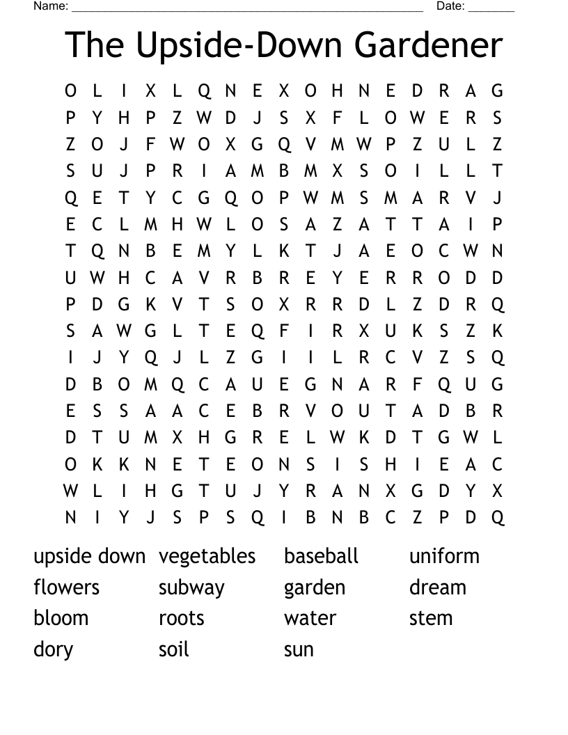 The Upside-Down Gardener Word Search