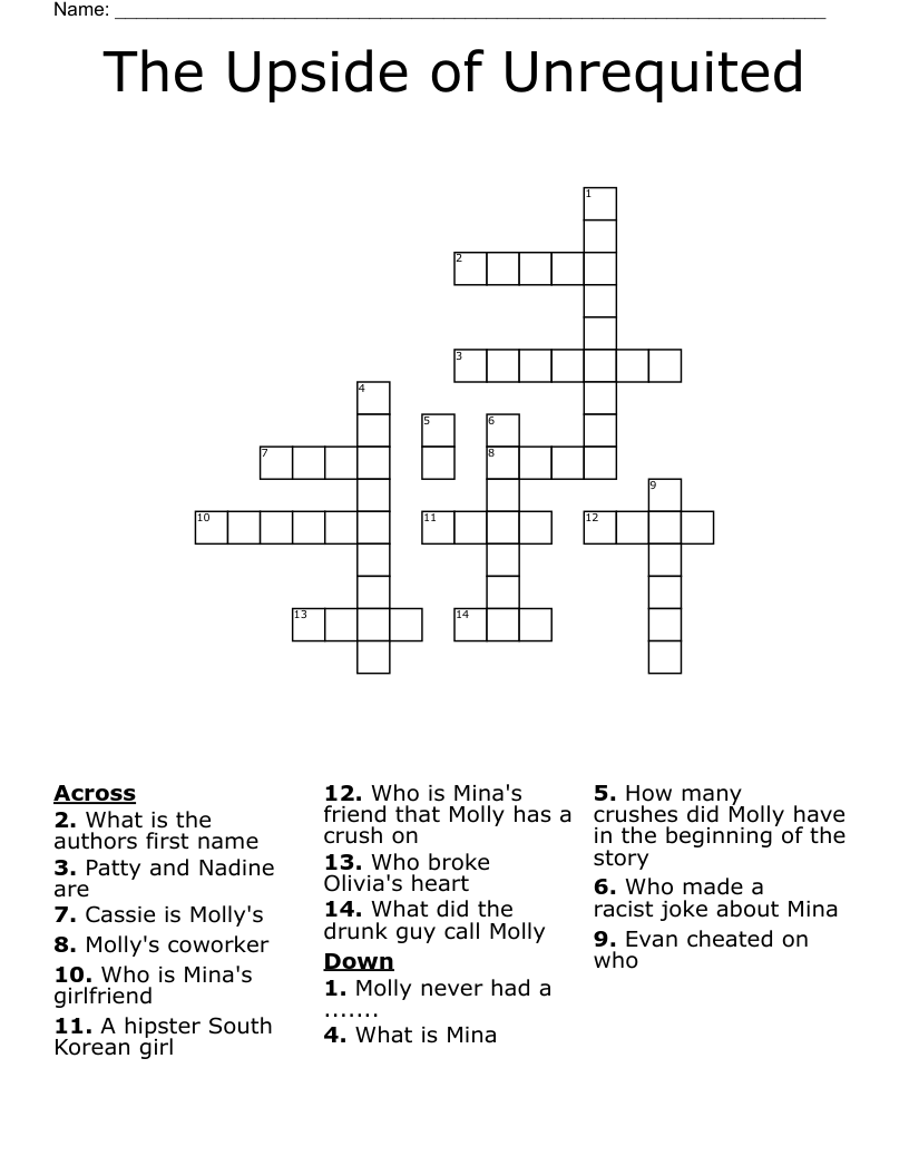 The Upside of Unrequited  Crossword