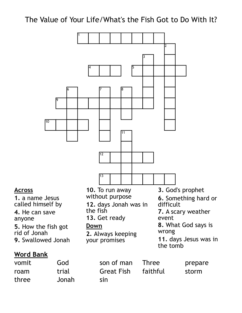 The Value of Your Life/What's the Fish Got to Do With It? Crossword