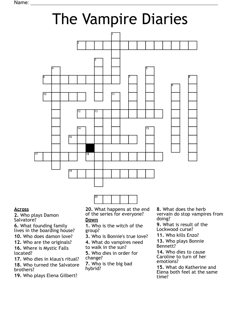 The Vampire Diaries Crossword