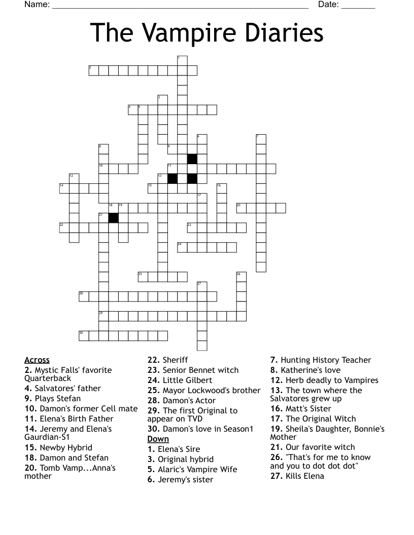 The Vampire Diaries Crossword