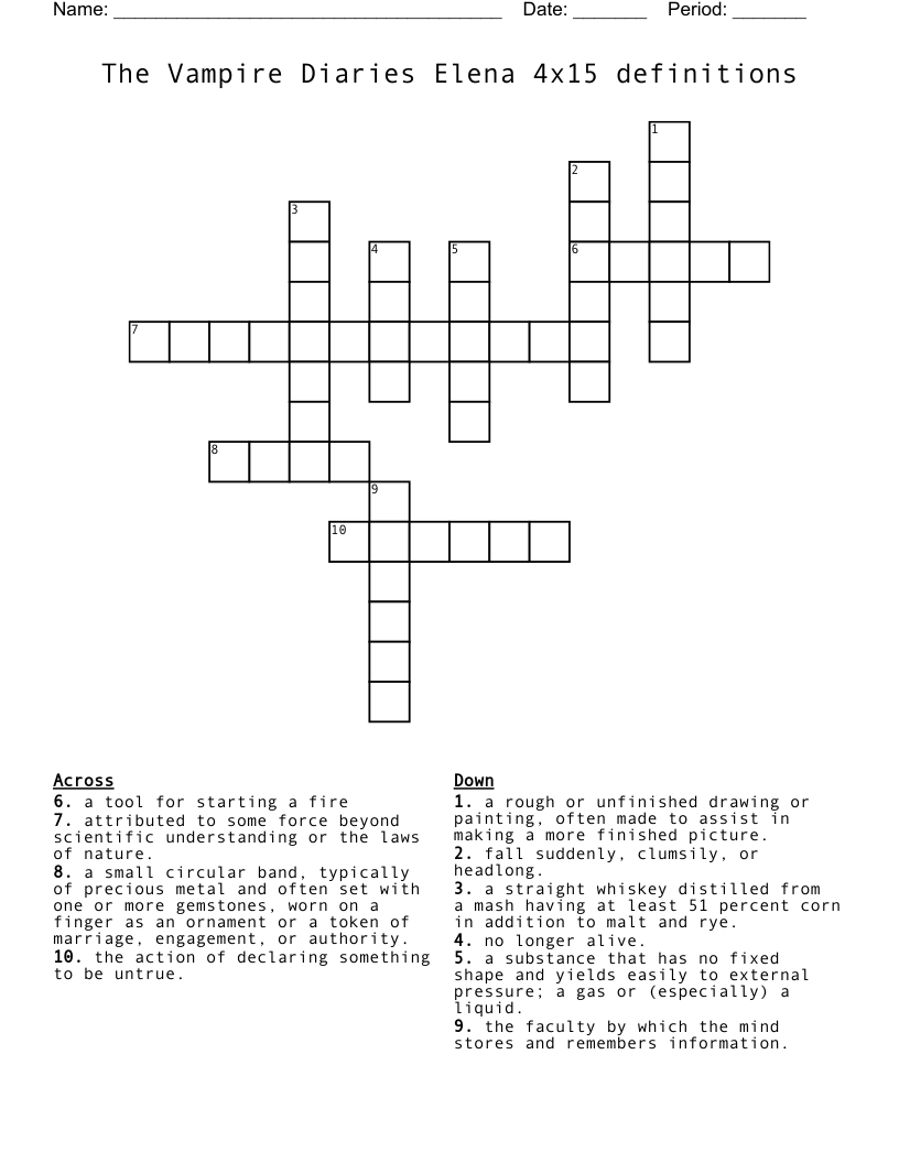 The Vampire Diaries Elena 4x15 definitions  Crossword