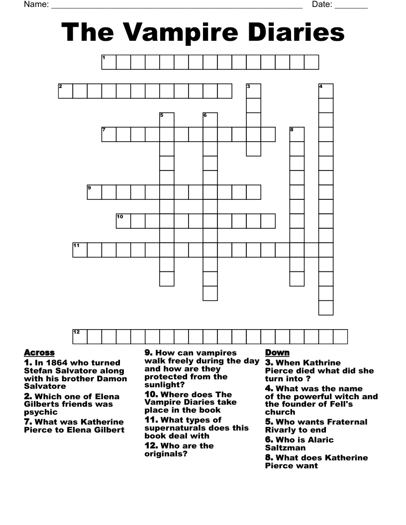 The Vampire Diaries  Crossword