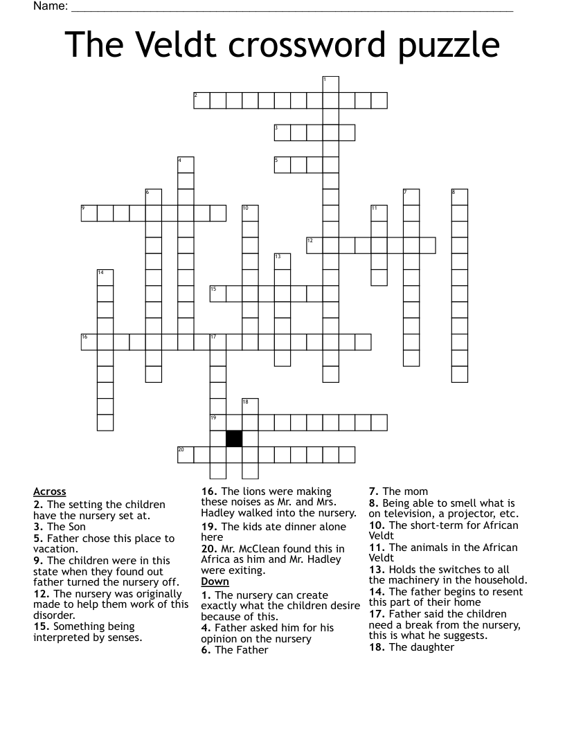 The Veldt crossword puzzle