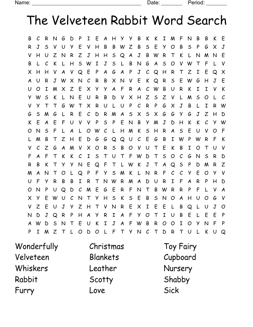 The Velveteen Rabbit Word Search