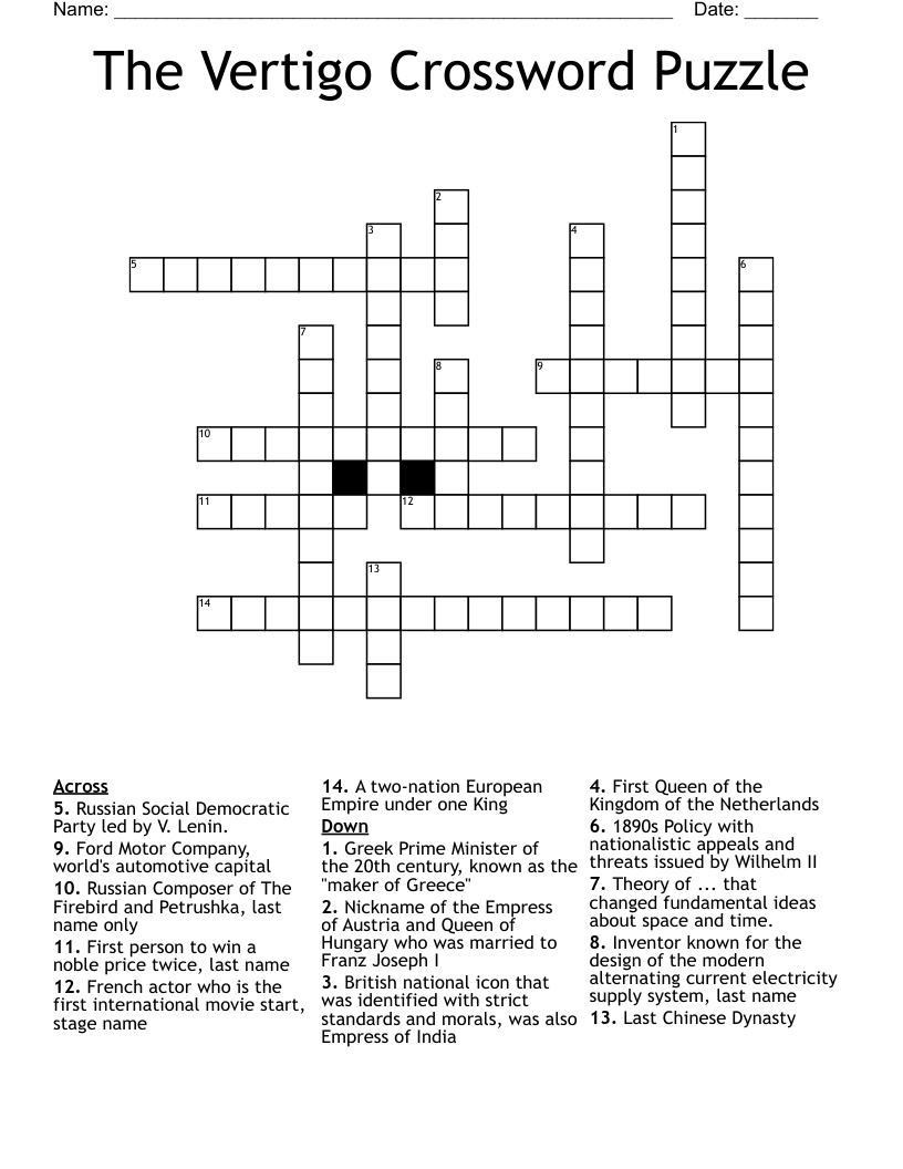 The Vertigo Crossword Puzzle