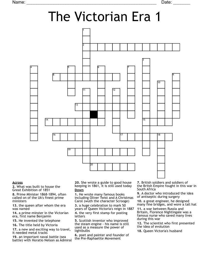 The Victorian Era 1 Crossword