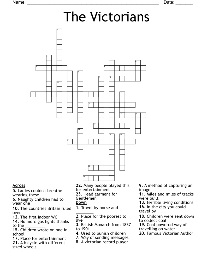 The Victorians Crossword