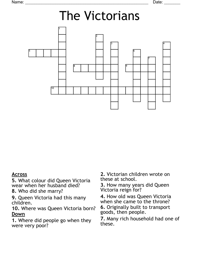 The Victorians  Crossword