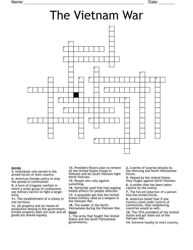 The Vietnam War Crossword