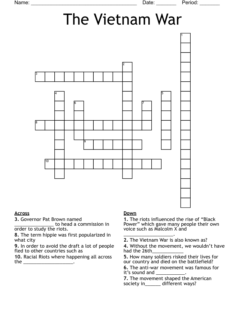 The Vietnam War Crossword