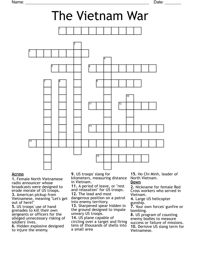 The Vietnam War Crossword