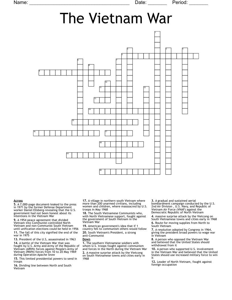 The Vietnam War Crossword
