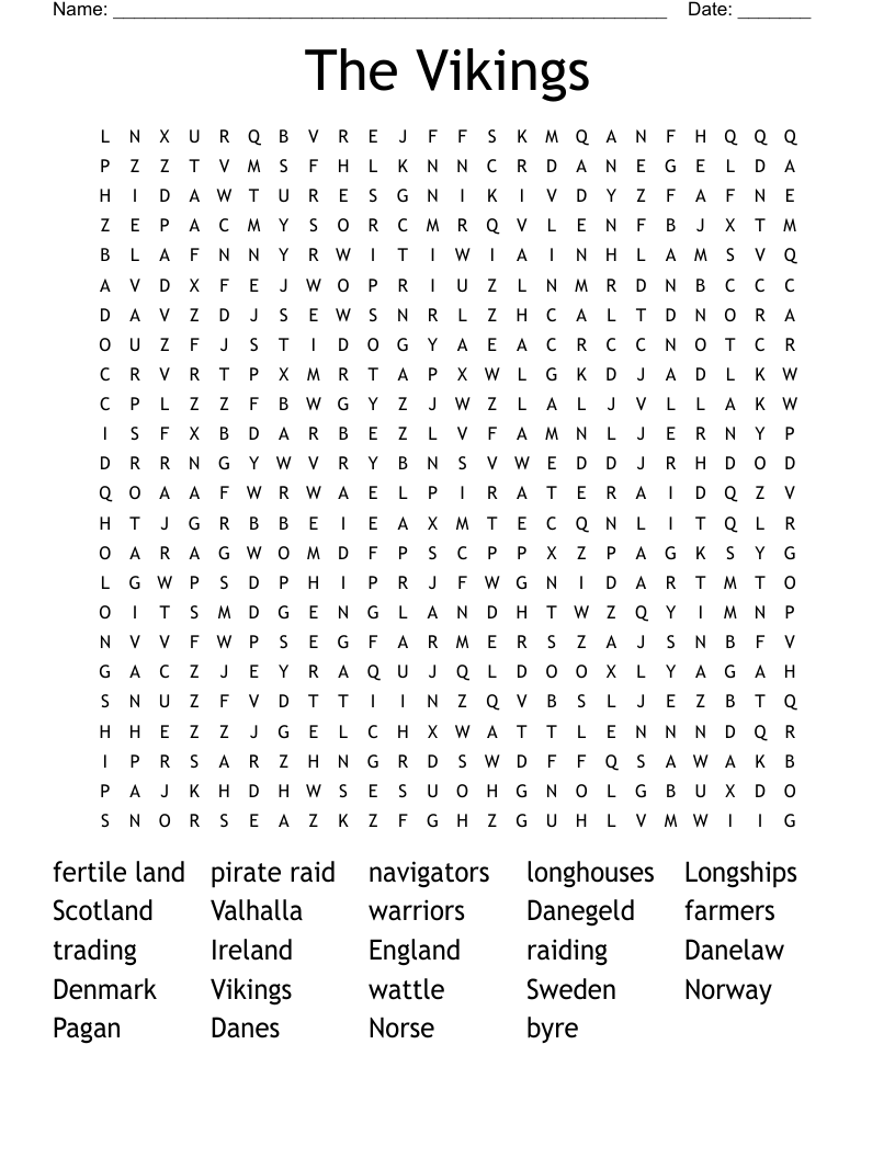 The Vikings Word Search
