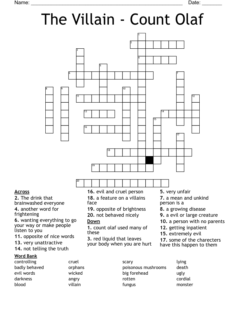 The Villain - Count Olaf Crossword