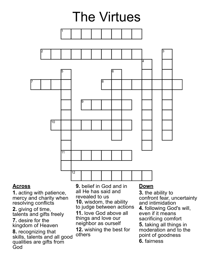 The Virtues Crossword