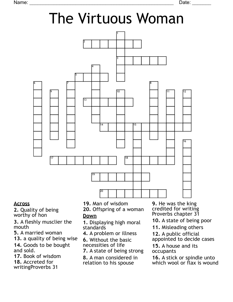 The Virtuous Woman Crossword