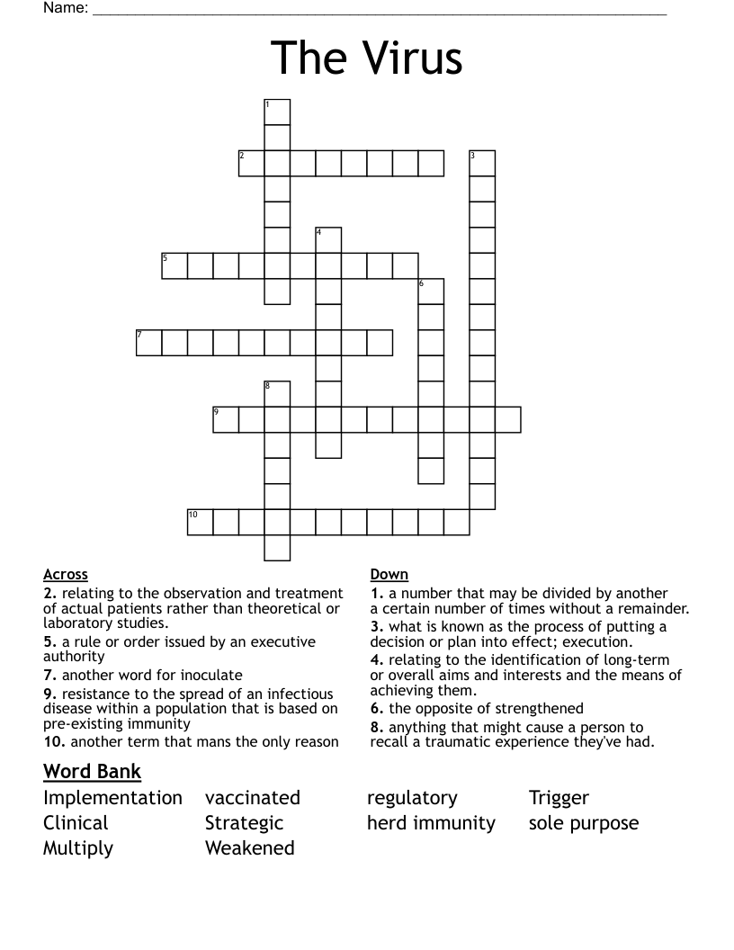 The Virus Crossword