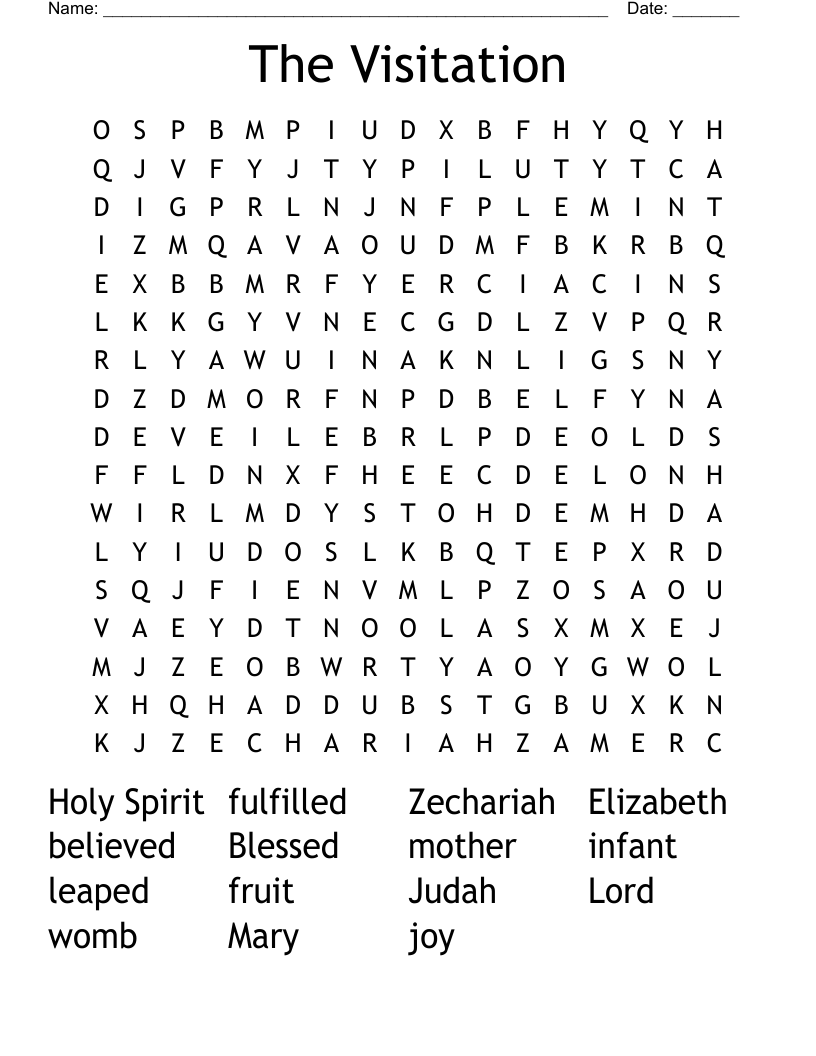 The Visitation Word Search