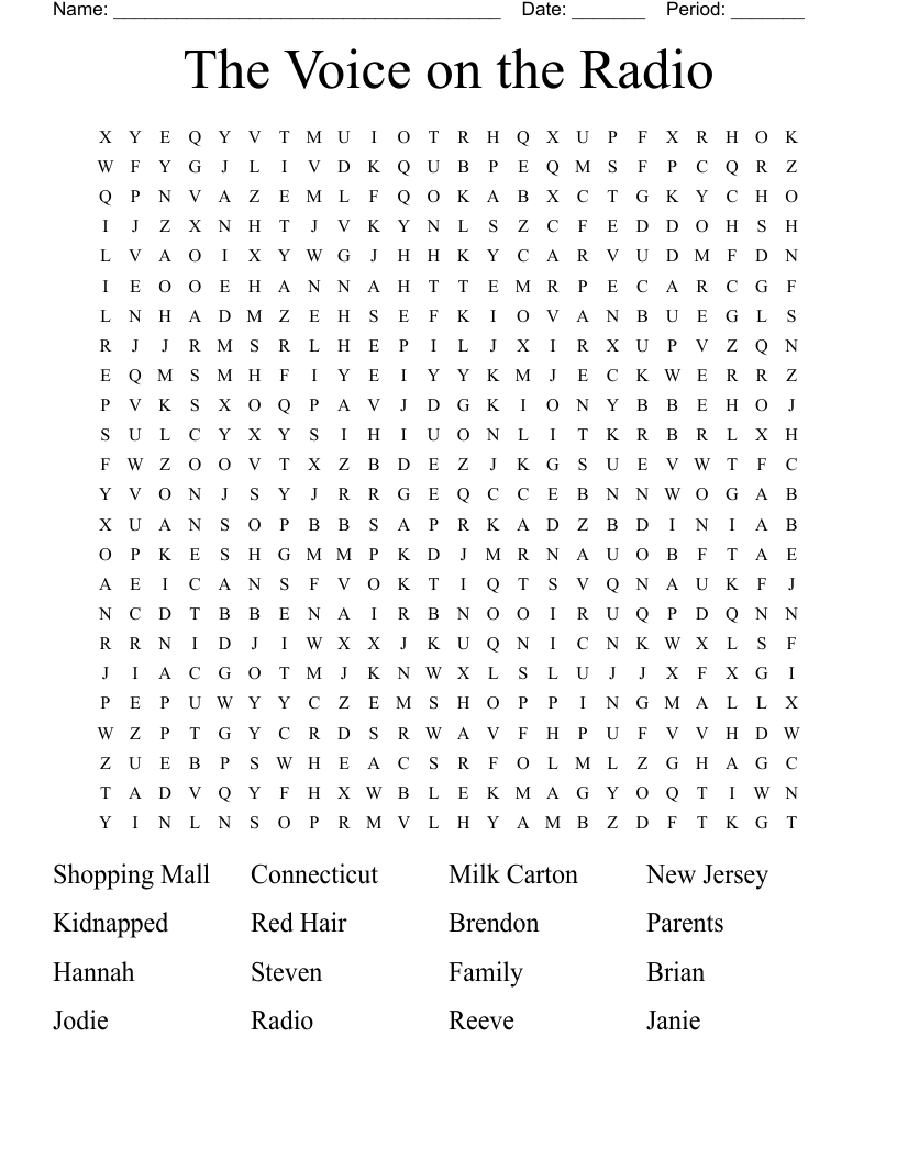 The Voice on the Radio Word Search
