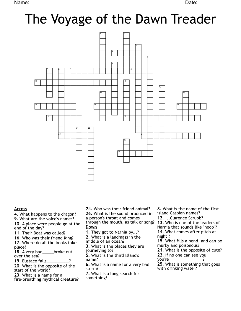 The Voyage of the Dawn Treader Crossword
