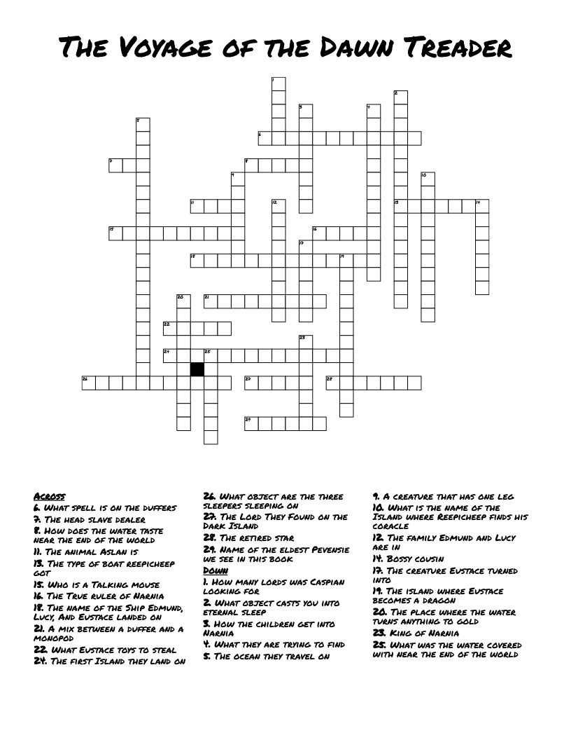 The Voyage of the Dawn Treader Crossword