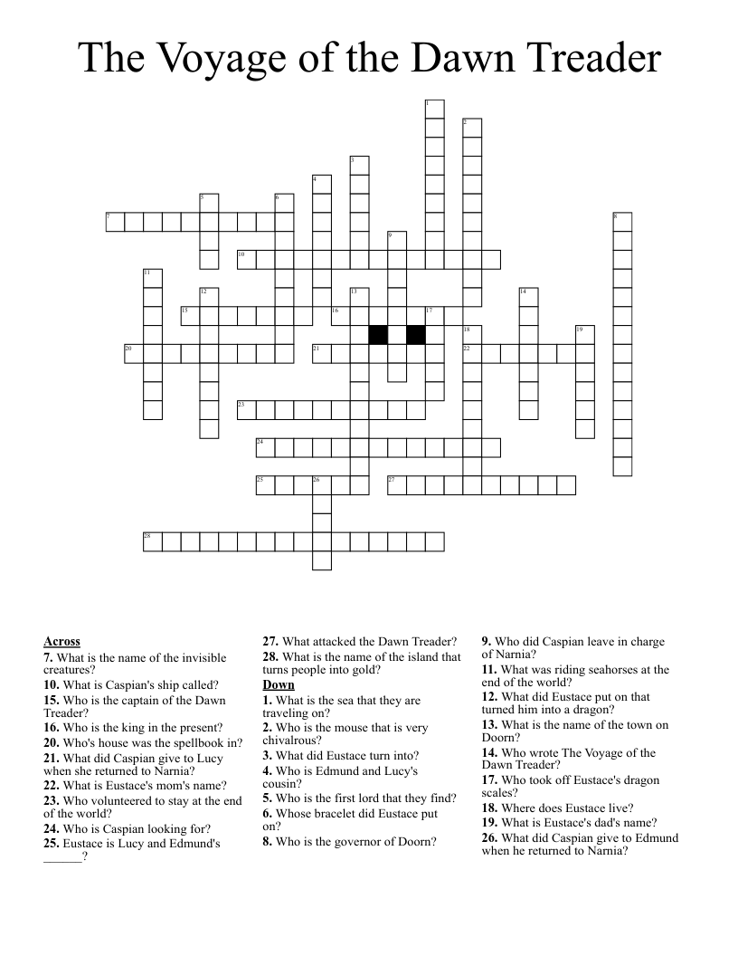 The Voyage of the Dawn Treader Crossword