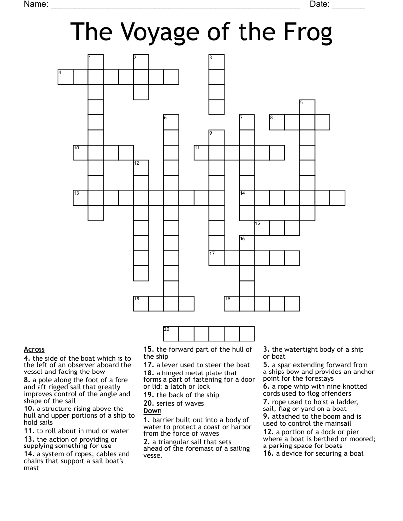 The Voyage of the Frog Crossword