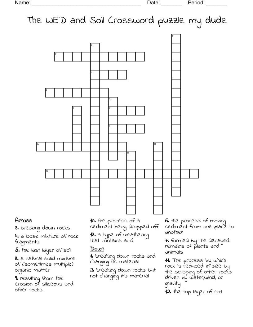 The WED and Soil Crossword puzzle my dude