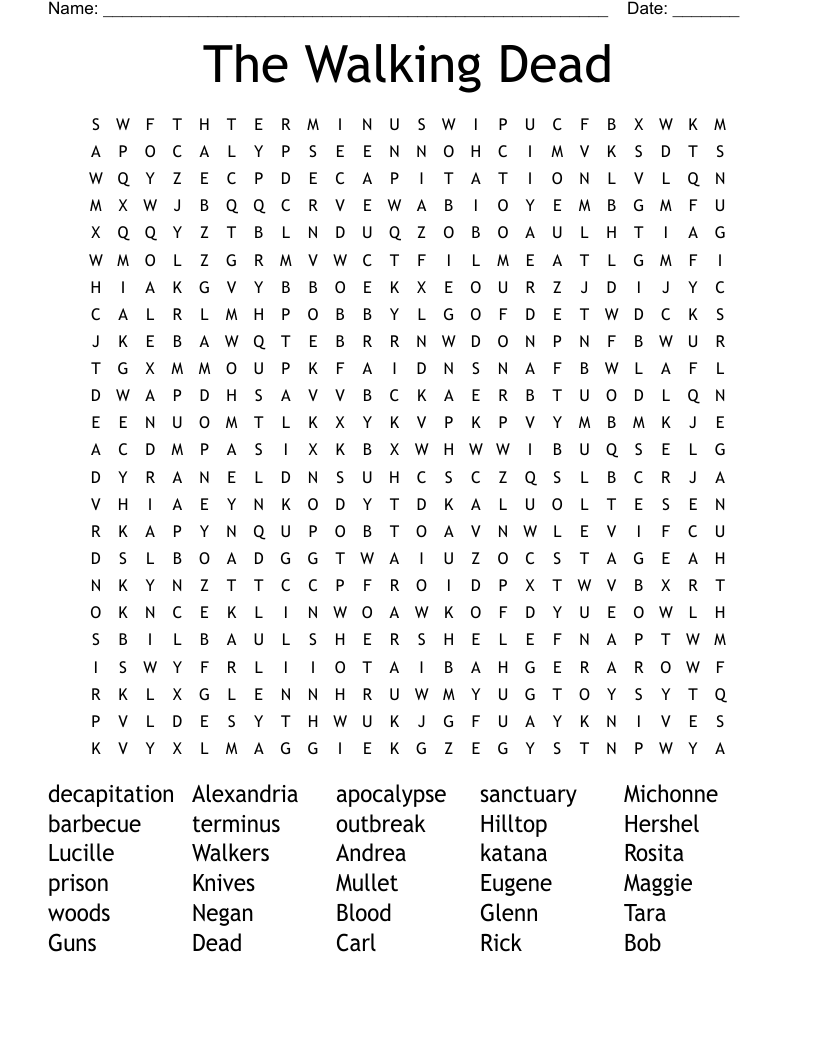 The Walking Dead Word Search