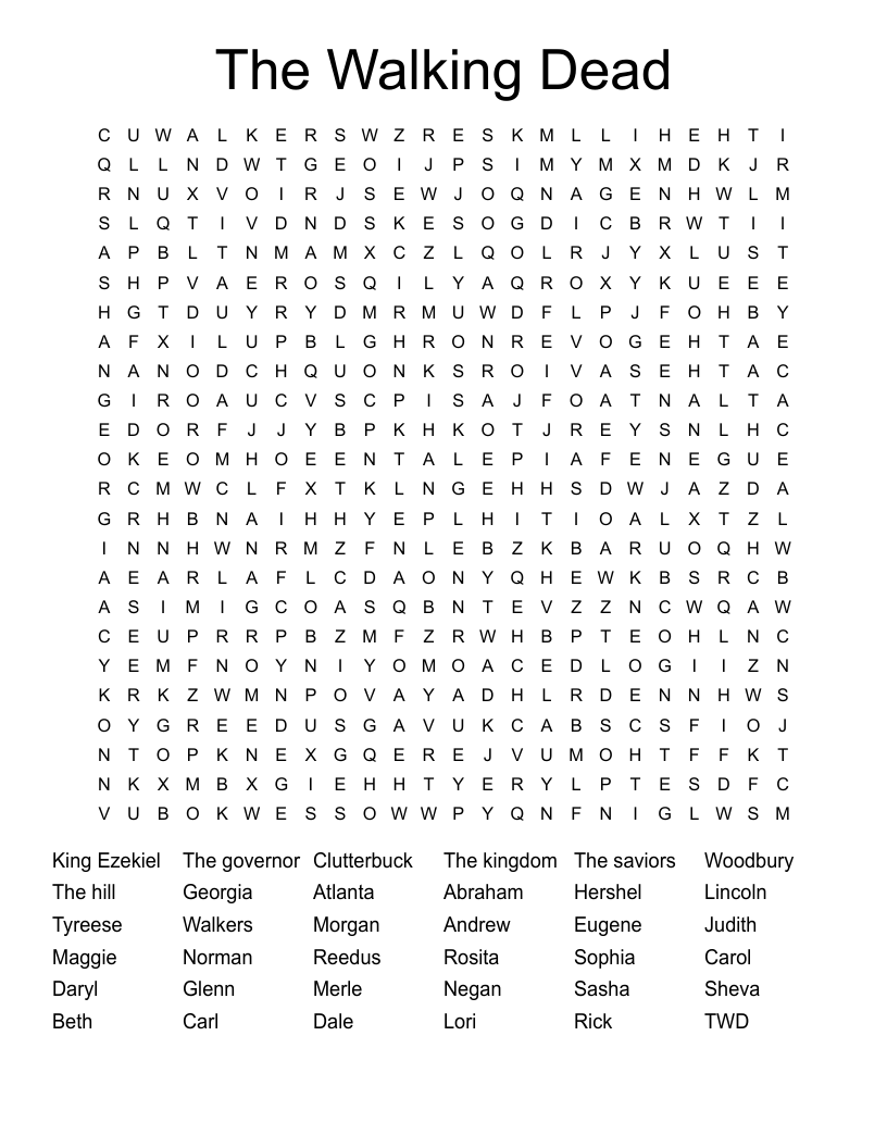 The Walking Dead Word Search
