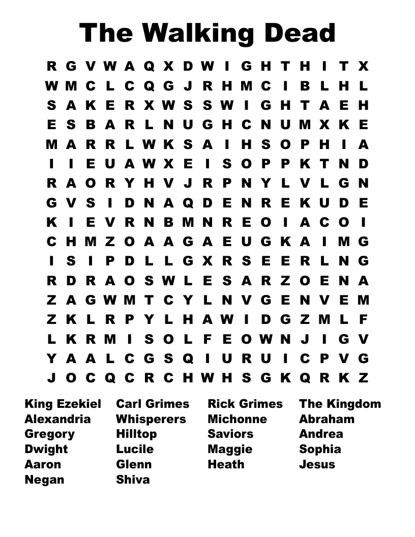 The Walking Dead Word Search
