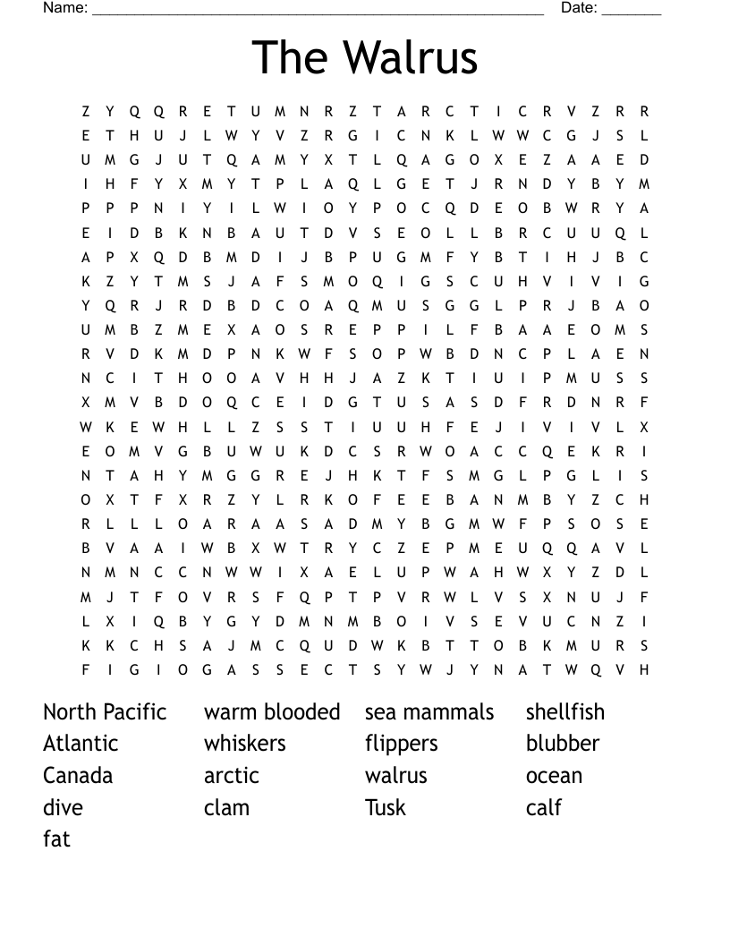 The Walrus  Word Search
