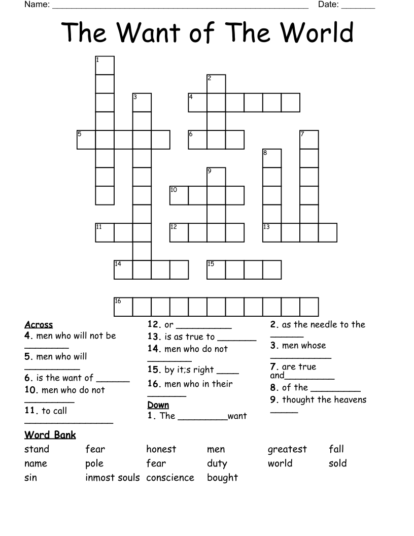 The Want of The World Crossword