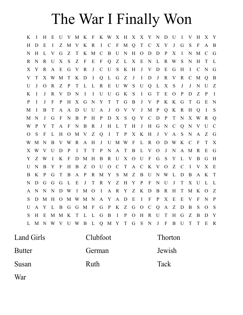 The War I Finally Won Word Search