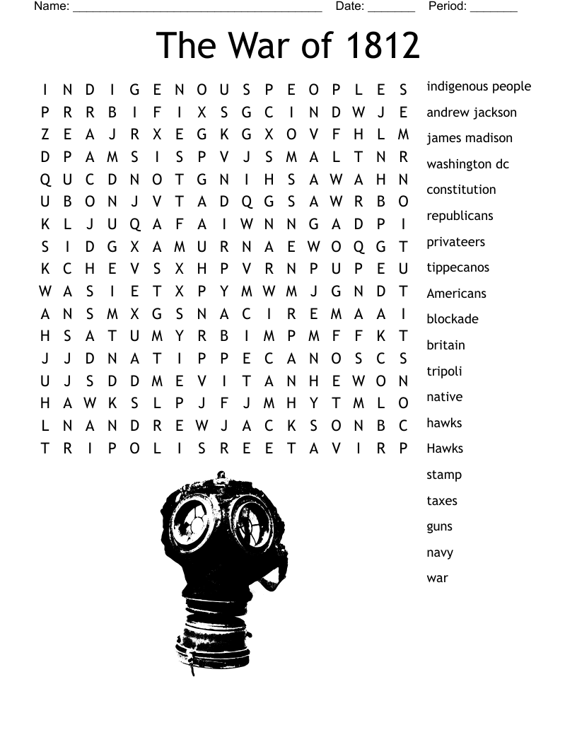 The War of 1812 Word Search