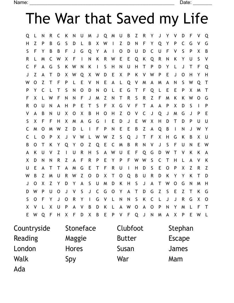 The War that Saved my Life Word Search