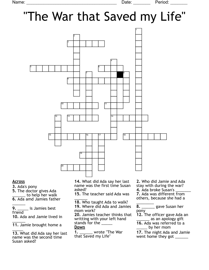 "The War that Saved my Life"  Crossword