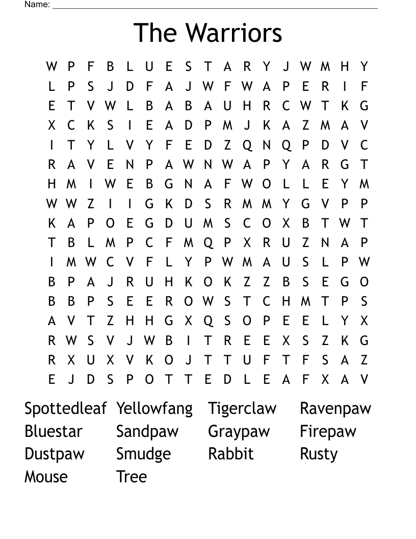 The Warriors Word Search