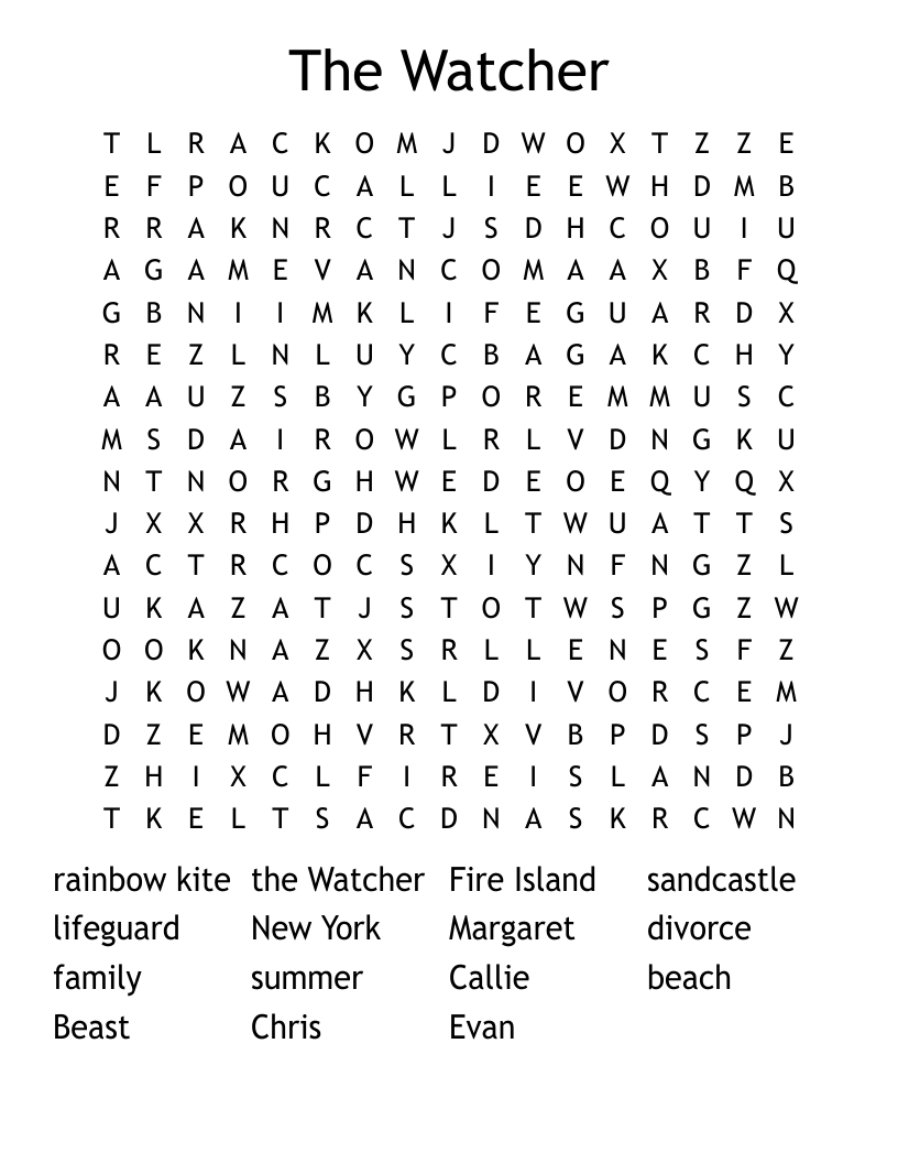 The Watcher Word Search