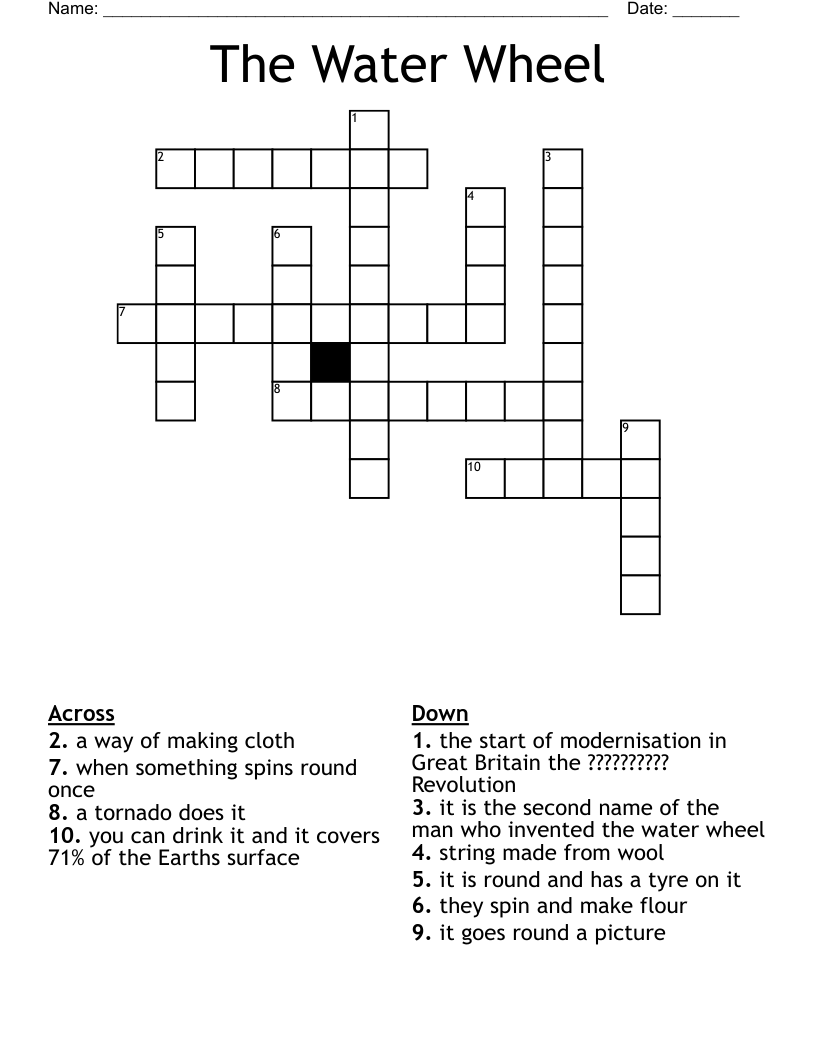The Water Wheel Crossword