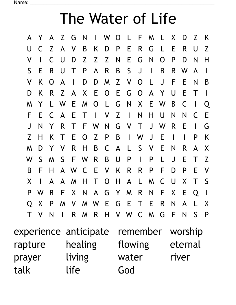The Water of Life Word Search
